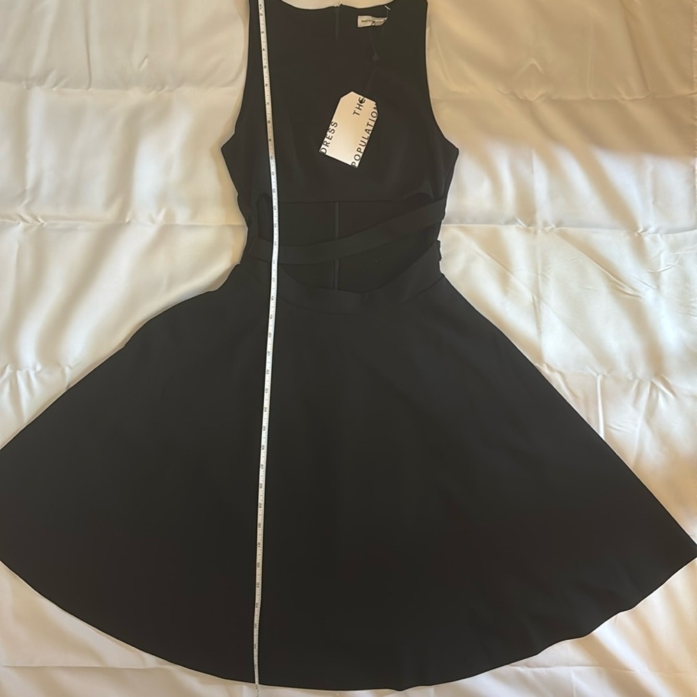 Dress the Population Mariela Dress Midi Length Flare Silhouette Black W XS NWT - Picture 7 of 9
